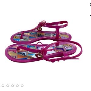 Fendi Pink Jelly Sunny Ankle Strap Flat Sandals.
